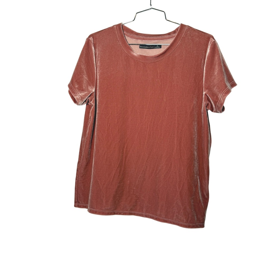 Abercrombie & Fitch Womens Velvet Short Sleeve Crew Neck Tee Dusty‎ Rose Small